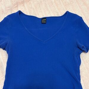 Women's Blue V-Neck Top